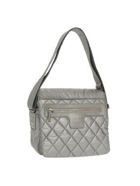 Authentic CHANEL Coco Cocoon Shoulder Bag Silver CC